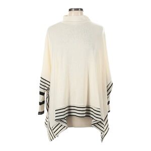 12PM By Mon Ami Turtleneck Sweater Size L NWOT Ivory Stripe Neutral Poncho